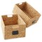Casafield Water Hyacinth Pantry Baskets with Chalkboard Labels and Chalk Marker, Woven Storage Bin Organizers for Kitchen Shelves